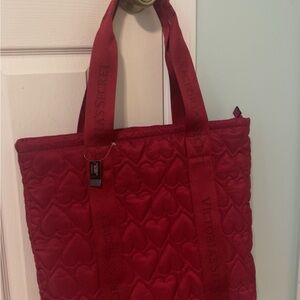 Victoria's Secret Red Quilted Velvet Tote